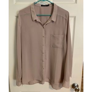 Trouve Women's Button Down Shirt - Light Tan